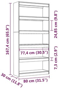 Βιβλιοθήκη/Διαχωριστικό Χώρου Μαύρη 80x30x167,4 εκ. Μασίφ Πεύκο - Μαύρο