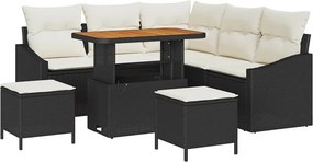 vidaXL Σετ Καναπέ Κήπου με μαξιλάρι 8 pcs Μαύρο Πολυ ράταν