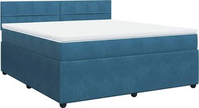 vidaXL Κρεβάτι Boxspring με Στρώμα Μπλε 180x200 εκ. Βελούδινο