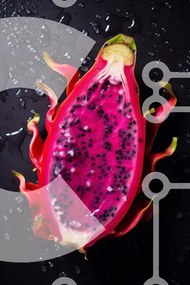 Σετ των 2 Intra Συλλεκτικό Ξύλινο Παζλ Plywood 4mm - Φρέσκο Dragonfruit μισά με σταγόνες νερού Σε Ξύλινο Κουτί - Διαστάσεις: 10x10 cm – 25 κομμάτια