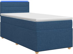 vidaXL Κρεβάτι box spring με στρώμα Μπλε 100 x 200 cm Ύφασμα