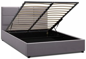 Κρεβάτι Kingston Megapap βελούδινο με αποθηκευτικό χώρο χρώμα γκρι 150x200εκ.