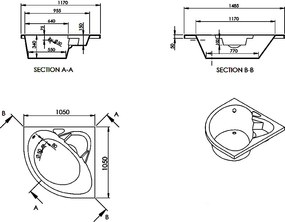 Acrilan Mykonos - Γωνιακή Μπανιέρα  105 x 105 εκ. - Ακρυλικό