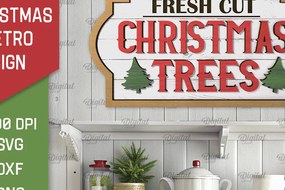 Σετ των 2 Intra απο ξύλο plywood 3mm-4mm πάχος Σχέδιο κοπής με λέιζερ Χριστουγεννιάτικο ρετρό σημάδι Δίασταση 15x15 cm INTRAFABR-105197489