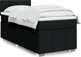 vidaXL Κρεβάτι Boxspring με Στρώμα Μαύρο 100 x 200 εκ. Υφασμάτινο