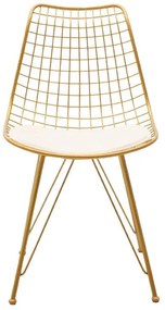 Καρέκλα Taj μέταλλο χρυσό-μαξιλάρι PVC λευκό 49x58x88.5 εκ.