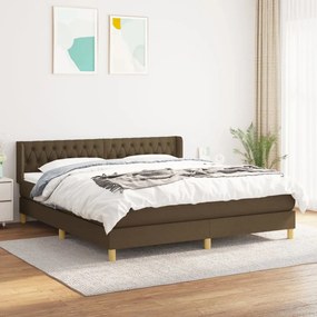 VidaXL Κρεβάτι Boxspring με Στρώμα Σκούρο Καφέ 180x200 εκ Υφασμάτινο