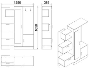 ΕΠΙΠΛΟ ΕΙΣΟΔΟΥ ΜΕ ΡΑΦΙΑ &amp; ΚΑΘΡΕΠΤΗ ILIANA HM2265 ΛΕΥΚΟ-SONAMA 125,5x37,5x166,5Y εκ.