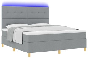 vidaXL Κρεβάτι με βάθρο  με στρώμα & LED Ανοιχτό Γκρι 180x200 εκ. Υφασμα
