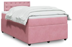 vidaXL Κρεβάτι Boxspring με Στρώμα Ροζ 120x200 εκ. Βελούδινο
