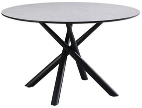 Τραπέζι Votsalo 02-0587 Φ120x75cm Stone Grey-Black Μέταλλο,Ξύλο