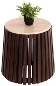 ΒΟΗΘΗΤΙΚΟ ΤΡΑΠΕΖΙ KREST HM9711 ΜΑΣΙΦ ΞΥΛΟ ΑΚΑΚΙΑΣ ΣΕ ΚΑΦΕ-ΤΡΑΒΕΡΤΙΝA Φ50x50Υεκ.