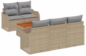 vidaXL Σετ Καναπέ Κήπου 6 pcs Μπεζ Πολυ ράταν