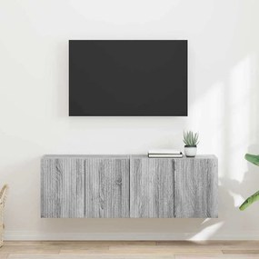vidaXL Ντουλάπι Τηλεόρασης Τοίχου Επιτοίχιο 2 pcs Γκρίζο Σονομα