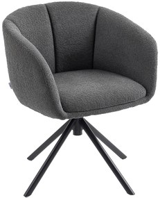 HOMCOM Πολυθρόνα, Ταπετσαρισμένη πολυθρόνα με άνετο κέλυφος καθίσματος, περιστρεφόμενη, ζεστή επένδυση, έως 120 kg, σκούρο γκρι