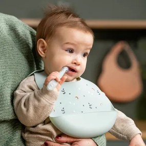 Nattou Σαλιάρα σιλικόνης με τύπωμα Rainbows Mint