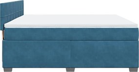 vidaXL Κρεβάτι Boxspring με Στρώμα Μπλε 180x200 εκ. Βελούδινο
