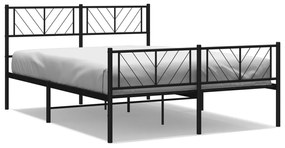 vidaXL Πλαίσιο Κρεβατιού με Κεφαλάρι&Ποδαρικό Μαύρο 150x200εκ. Μέταλλο