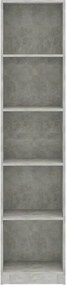 vidaXL Βιβλιοθήκη με 5 Ράφια Γκρι Σκυροδέμ. 40x24x175 εκ. Επεξ. Ξύλο