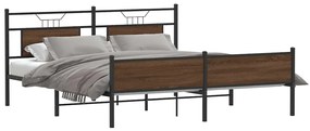vidaXL Σκελετός Κρεβ. Χωρίς Στρώμα Καφέ Δρυς 160x200 εκ. Μεταλλικό