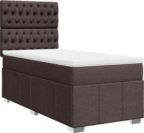 vidaXL Κρεβάτι Boxspring με Στρώμα Σκούρο Καφέ 90x200 εκ. Υφασμάτινο