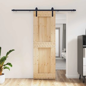 vidaXL Συρόμενη Πόρτα Φυσικό και Μαύρο 70 x 210 cm