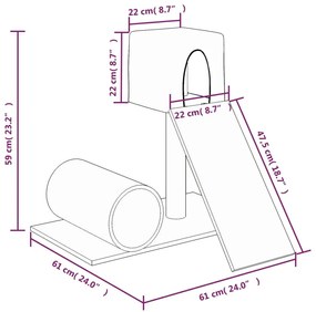 Γατόδεντρο Κρεμ 59 εκ. με Στύλους Ξυσίματος από Σιζάλ - Κρεμ