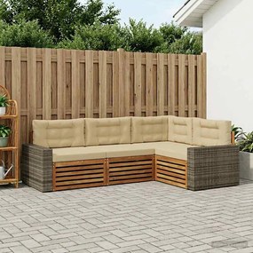 vidaXL Σειρά Καναπέ Εξωτερικού 4 pcs Φυσικό και Μπεζ