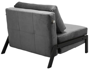 Πολυθρόνα-κρεβάτι Fancy ύφασμα βελούδο σε ανθρακί απόχρωση κα πόδι μαύρο μέταλλο 95x98x70εκ 95x98x70 εκ.