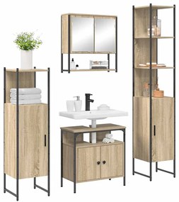 vidaXL Σετ Επίπλων Μπάνιου 4 pcs Sonoma Δρυς 33 x 33 x 185.5 εκ
