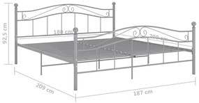 Πλαίσιο Κρεβατιού Γκρι 180 x 200 εκ. Μέταλλο - Γκρι