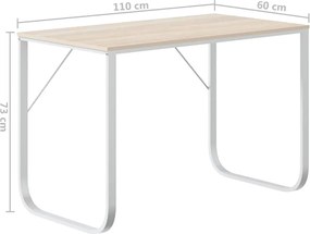 vidaXL Γραφείο Υπολογιστή Λευκό/Δρυς 110 x 60 x 73 εκ. από Μοριοσανίδα