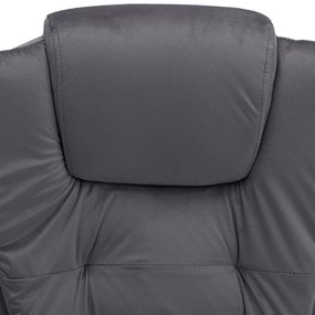 vidaXL Πολυθρόνα Γραφείου Μασάζ Σκούρο Γκρι Βελούδινη