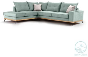 Γωνιακός καναπές δεξιά γωνία Luxury II pakoworld ύφασμα ciel-cream 290x235x95εκ - 168-000008