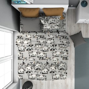 Παπλωματοθήκη Παιδική Panda Bear 96 Grey DimCol Μονό 160x240cm 100% Βαμβακερή Φανέλα