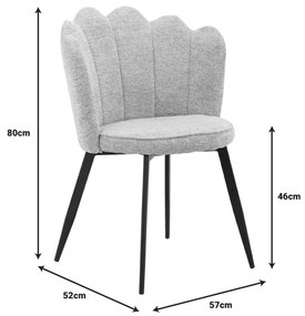 Καρέκλα Rosalia pakoworld γκρι ύφασμα-πόδι μαύρο μέταλλο 57x52x80εκ (1 τεμάχια)