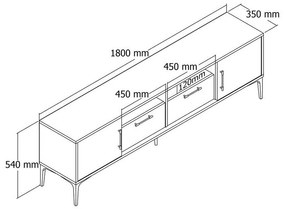 Έπιπλο τηλεόρασης Fumomel μελαμίνης καρυδί-ανθρακί-μαύρο 180x35x54εκ