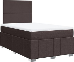 vidaXL Κρεβάτι Boxspring με Στρώμα Σκούρο Καφέ 120x200 εκ. Υφασμάτινο