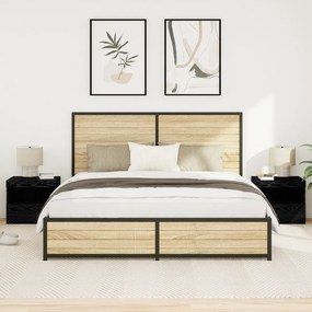 vidaXL Κομοδίνα με LED Φωτισμό 2 τμχ Μαύρη Δρυς 50x40x45 εκ.