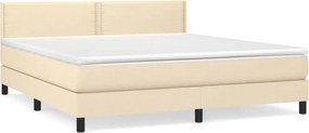 vidaXL Κρεβάτι Boxspring με Στρώμα Κρεμ 180x200 εκ. Υφασμάτινο