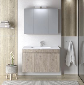 Set Bathroom Furniture OMEGA 90 Beige Oak 90x46x135 εκ.