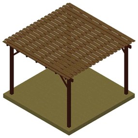 Ξύλινη πέργκολα με διπλή τάβλα 400 x 400εκ