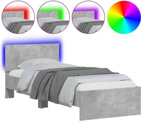 vidaXL Πλαίσιο Κρεβατιού με Κεφαλάρι και LED 90 x 200 εκ.