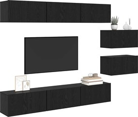 vidaXL Σετ επίπλου τηλεόρασης 8 pcs Μαύρη Οξυά Επεξεργασμένο Ξύλο
