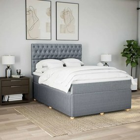 vidaXL Κρεβάτι Boxspring με Στρώμα Ανοιχτό Γκρι 140x190 εκ. Υφασμάτινο