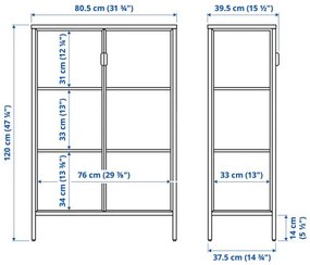 RUDSTA ντουλάπι βιτρίνα, 80x37x120 cm 504.501.37