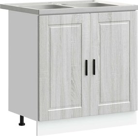 vidaXL Βάση νιπτήρα με αποθήκευση Porto 2 pcs Γκρι Επεξεργασμένο ξύλο