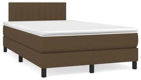 VidaXL Κρεβάτι Boxspring με Στρώμα & LED Σκ.Καφέ 120x190εκ. Υφασμάτινο