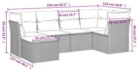 vidaXL Σαλόνι Κήπου 6 Τεμαχίων από Γκρι Συνθετικό Ρατάν με Μαξιλάρια