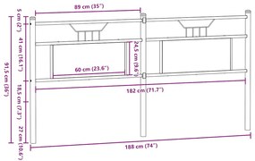 Κεφαλάρι Καφέ Δρυς 180 εκ. Επεξεργασμένο Ξύλο/Ατσάλι - Καφέ